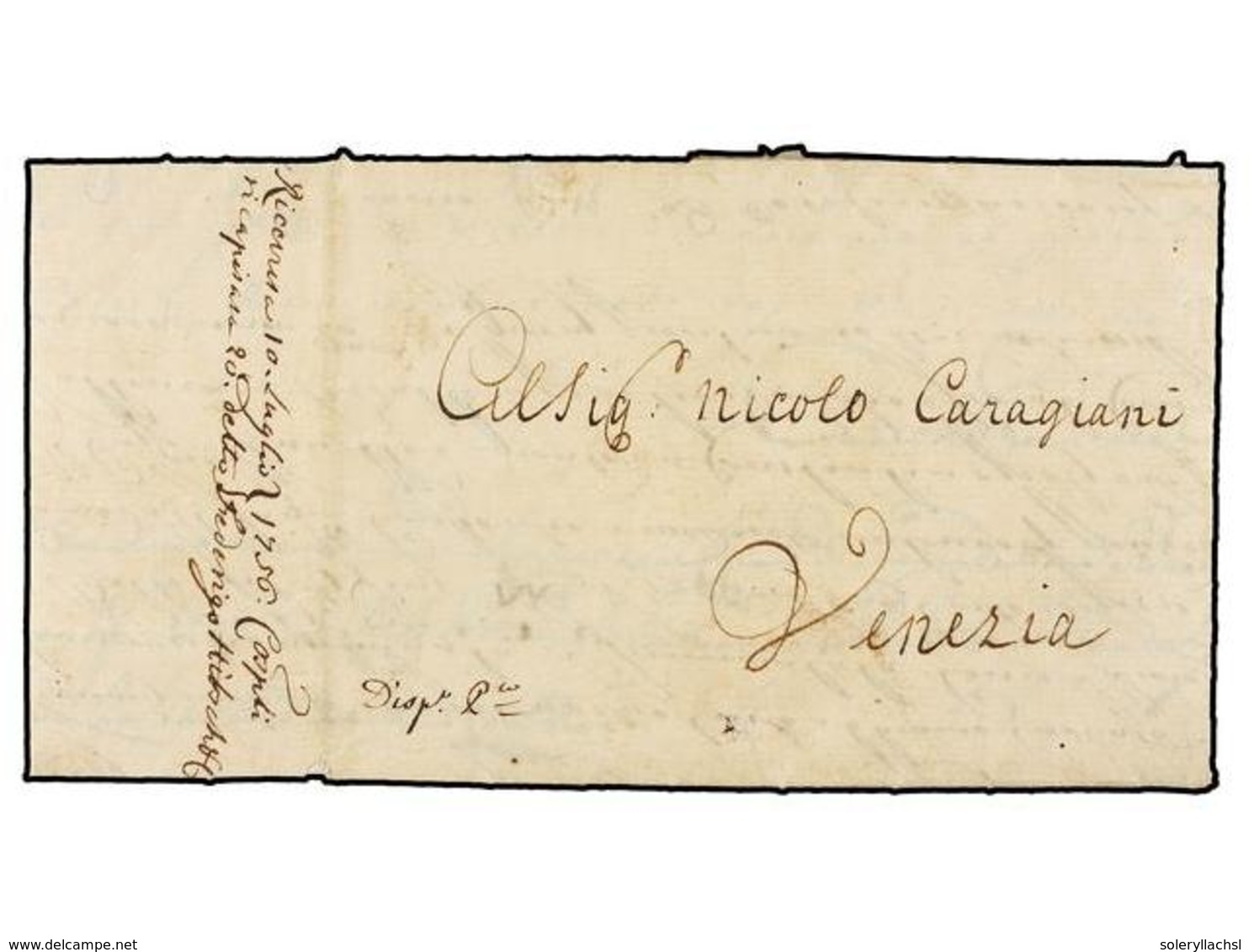 1201 TURQUIA. 1756 (June 3). SMYRNE To VENEZIA. Entire Letter Endorsed <I>'Dispacho Publico'</I> And Sent Via CONSTANTIN - Autres & Non Classés