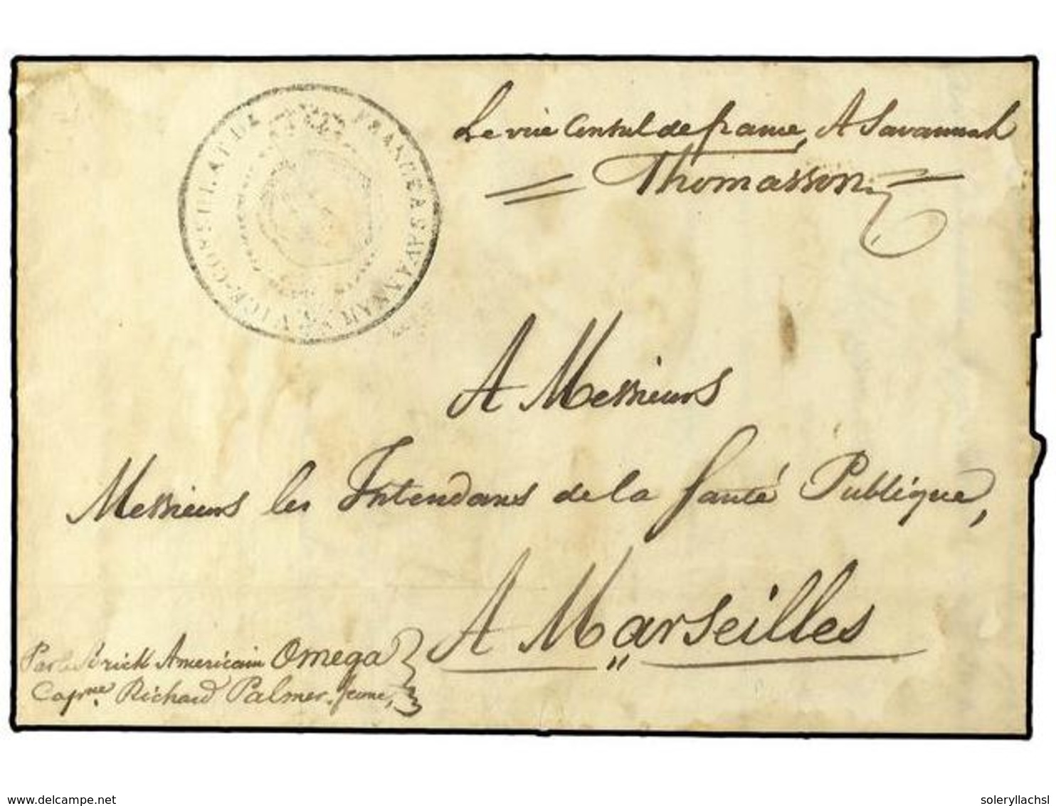 1211 ESTADOS UNIDOS. 1830. SAVANNAH A FRANCIA. Marca <B>VICE-CONSULAT DE FRANCE A SAVANNAH</B> E Indicación Manuscrita ' - Sonstige & Ohne Zuordnung