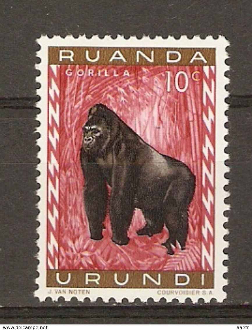 Ruanda-Urundi - 1959 - Gorille - Publicité MILKANA Au Dos Du Cob 205 - MNH - Neufs