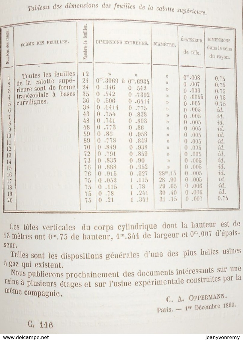 Plan Général De L'usine à Gaz De La Villette à Paris. 1860 - Travaux Publics