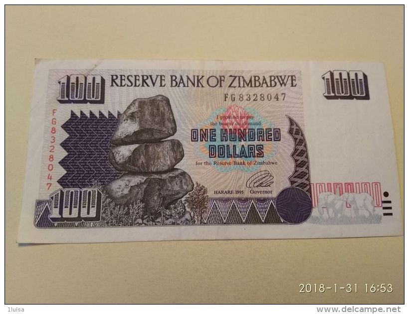 100 Dollars  1995 - Zimbabwe