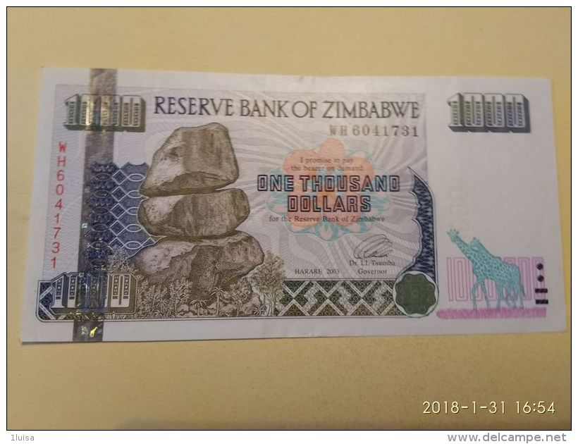 1000 Dollars  2003 - Zimbabwe