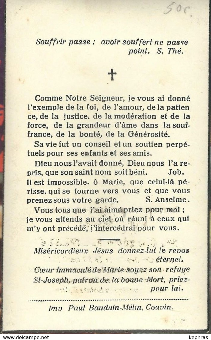 Souvenir Mortuaire - EUGENE HUBERT - CUL-DES-SARTS 1868 / 1944 - Décès