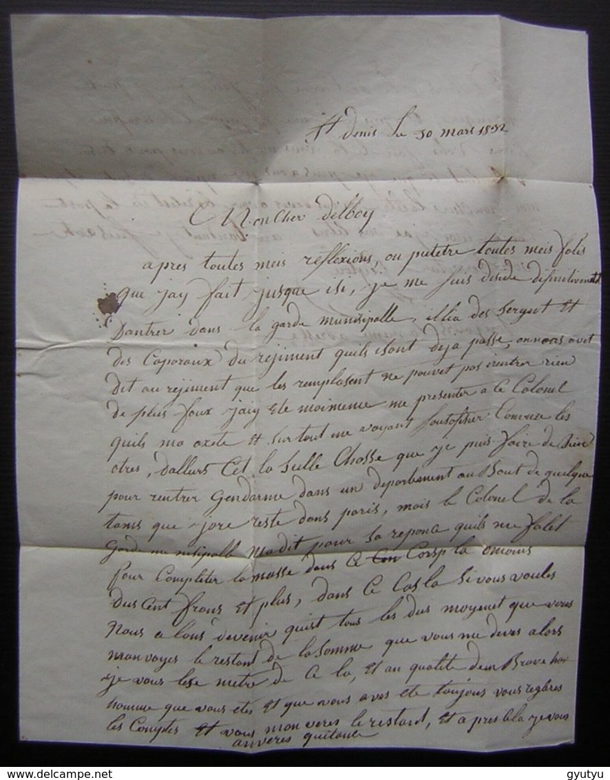 1832 Saint Denis Cachet Rouge Plus Id Sur Lettre Taxée En Bleu Pour Prat Arrondissement De Saint Girons (Ariège) - 1801-1848: Precursors XIX