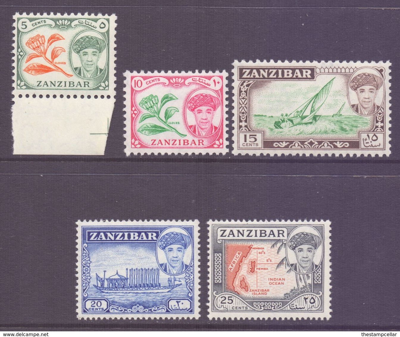 Zanzibar Scott 264/268 - SG373/377, 1961 Sultan 5c - 25c MNH** - Zanzibar (...-1963)