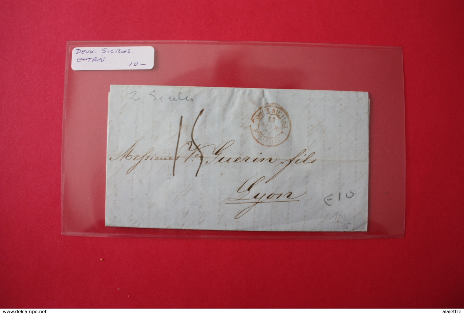 Lettre 1854 Italie Deux Siciles Pour Lyon Cad Entrée - Entry Postmarks