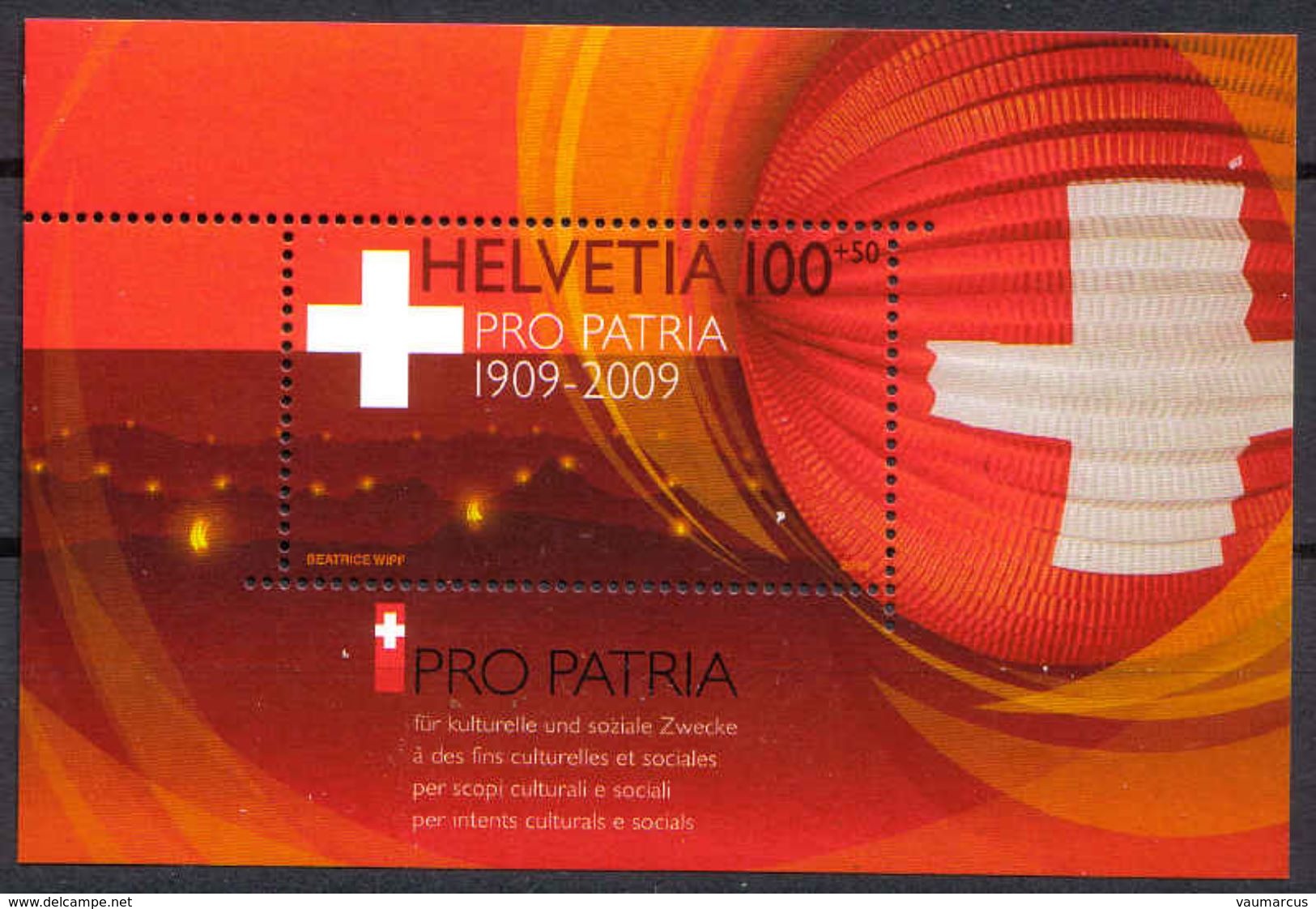 2009 Zu B 308 / Mi Bl 44 PRO PATRIA BF ** / MNH - Blocks & Kleinbögen