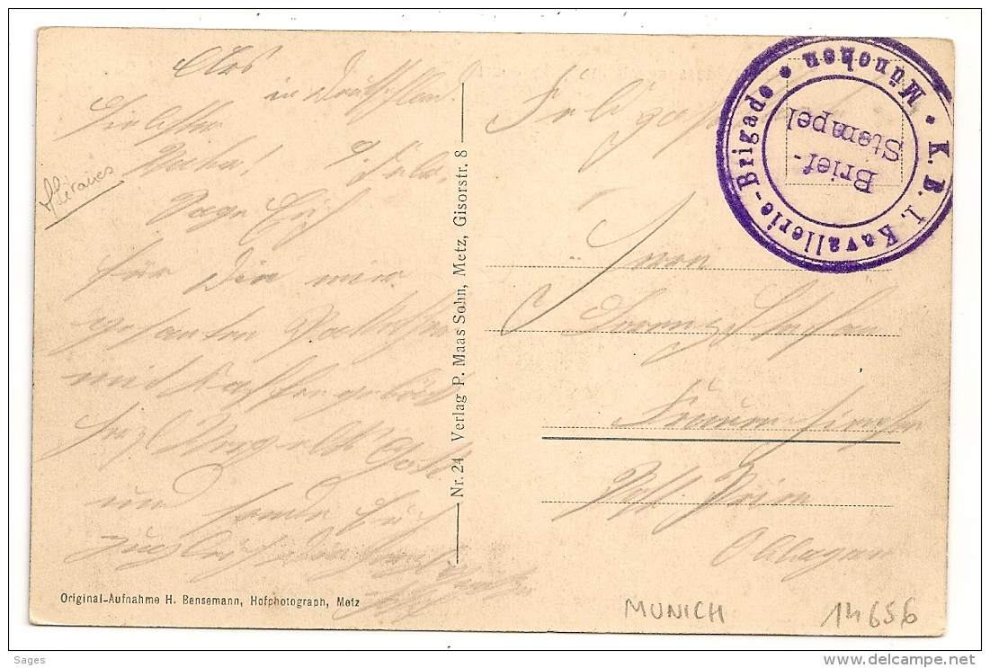 MUNCHEN  *   K.B.I. KAVALLERIE - BRIGADE  *  BRIEF - STEMPEL . Franzôsisches Massengrad In Springcourt. - Autres & Non Classés