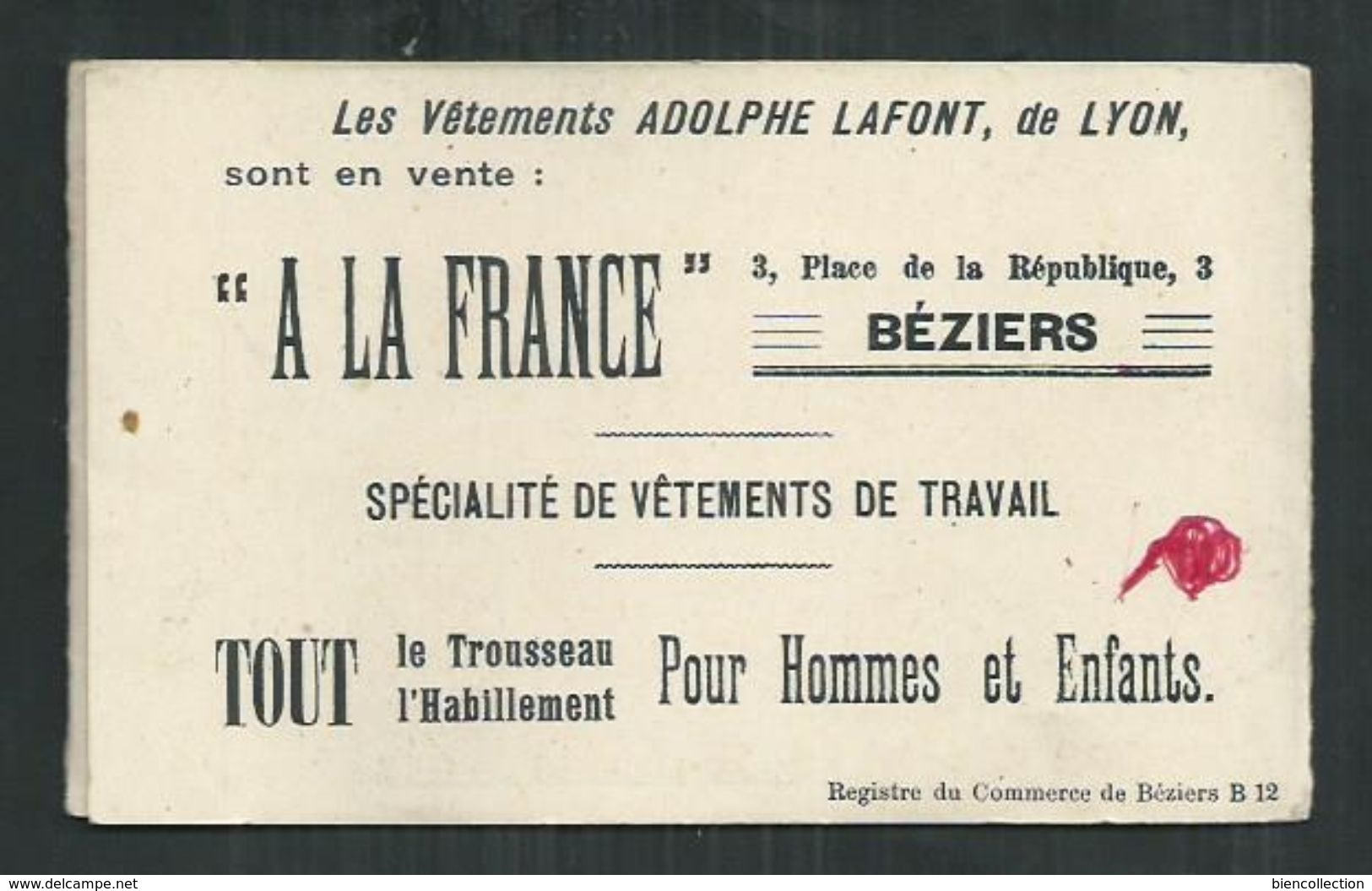 Calendrier 1924 ,3 Volets, établissements Adolphe Lafont à Lyon (Rhône) Distribué à Beziers (Hérault) - Tamaño Pequeño : 1921-40