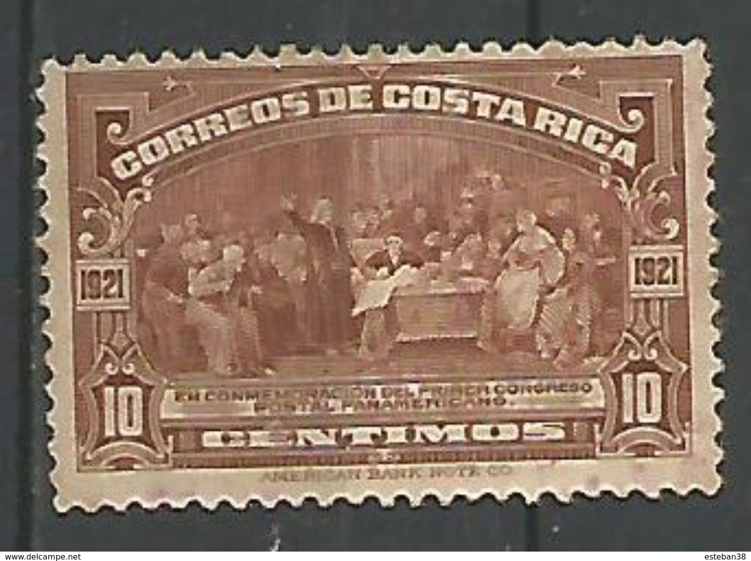 Premier Congrés Postal Panamericain A Buenos Aires 10c Brun - Costa Rica