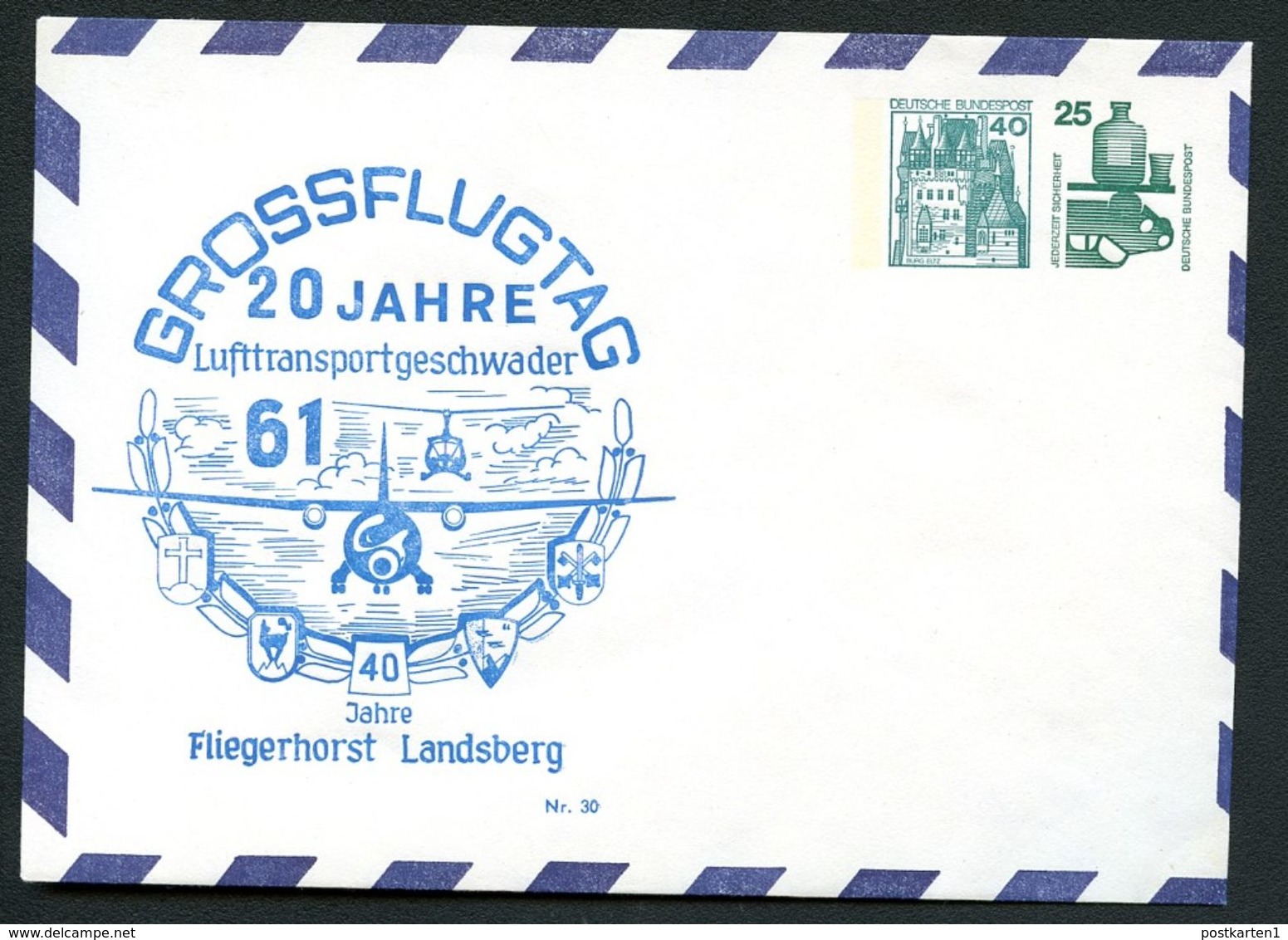 Bund PU81 Privat-Umschlag LUFTTRANSPORT-GESCHWADER Landsberg 1976  NGK 15,00 € - Enveloppes Privées - Neuves