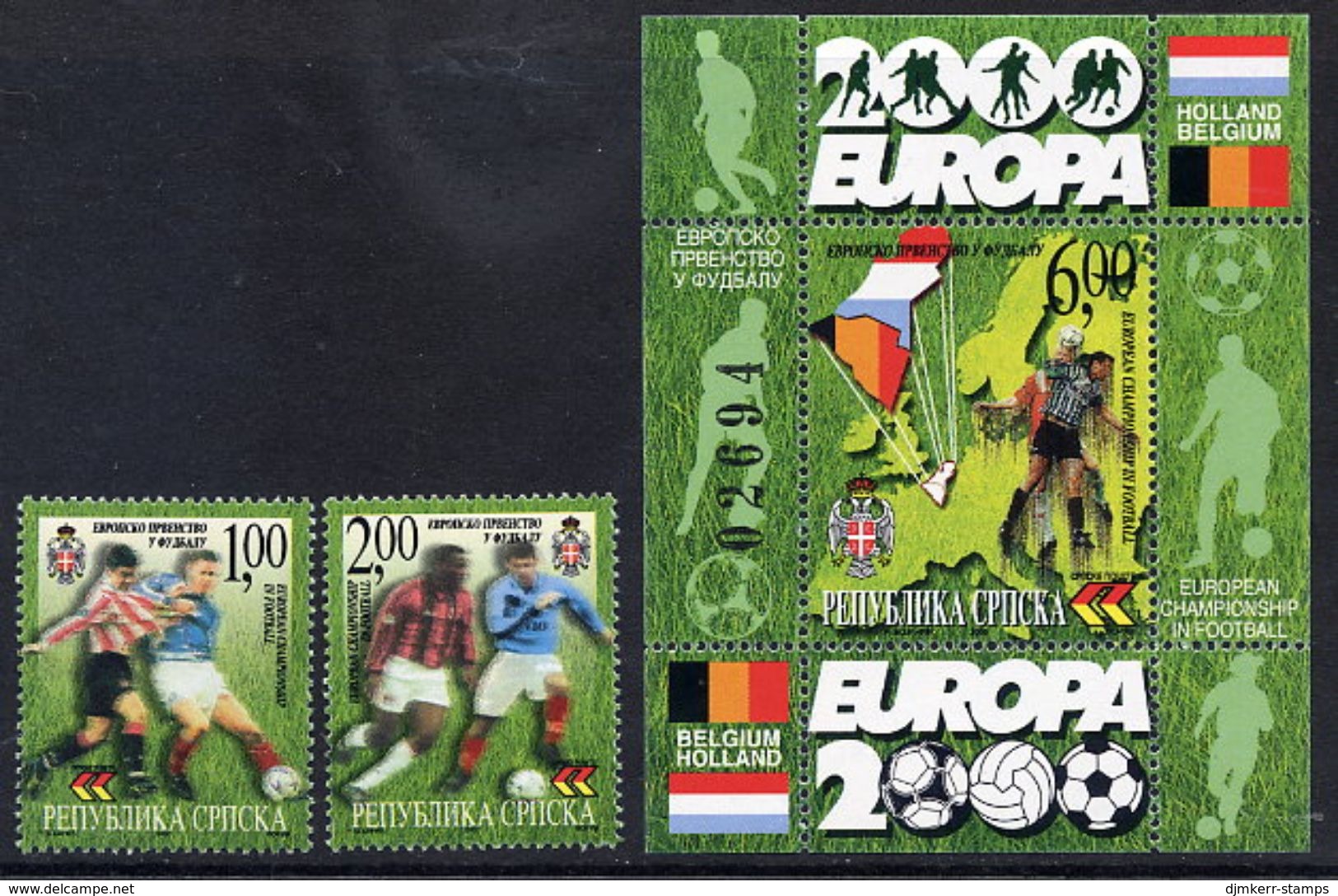 BOSNIAN SERB REPUBLIC 2000 European Football  MNH / **.  Michel 170-71 + Block 2 - Bosnie-Herzegovine