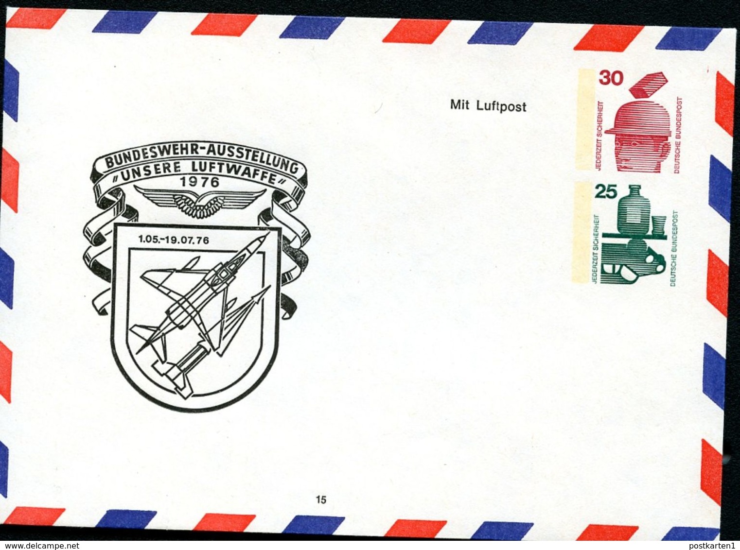 Bund PU89 Privat-Umschlag BUNDESWEHR LUFTWAFFE 1976  NGK 20,00 € - Enveloppes Privées - Neuves