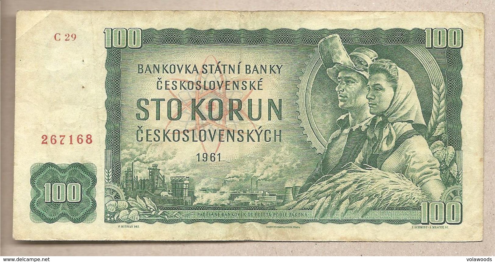 Cecoslovacchia - Banconota Circolata Da 100 Corone P-91a - 1961 #17 - Tchécoslovaquie