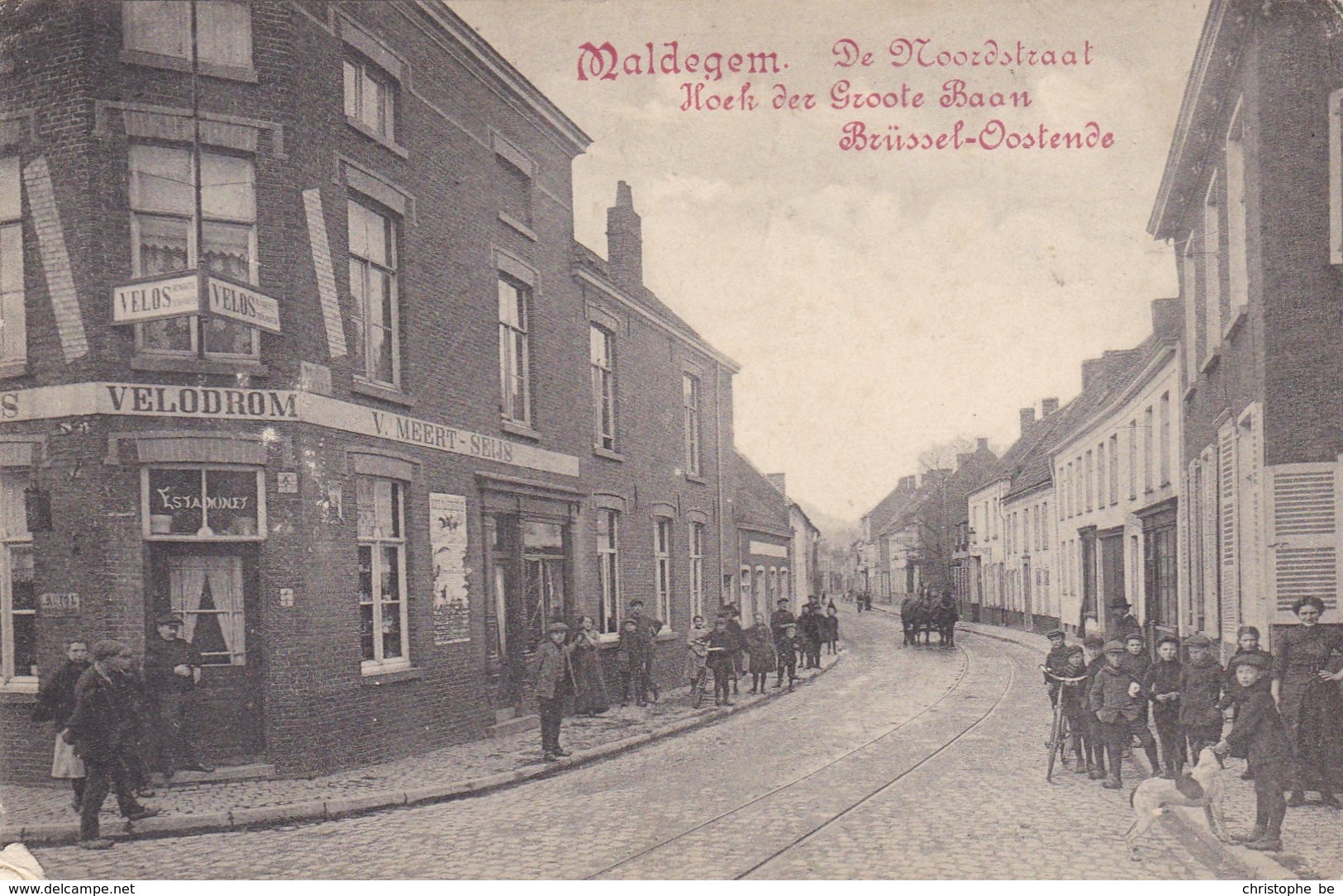 Maldegem, Maldeghem, Noordstraat, Hoek Groote Baan Brussel - Oostende, Velodroom, Fietwinkel, Magasin De Vélos (pk42859) - Maldegem