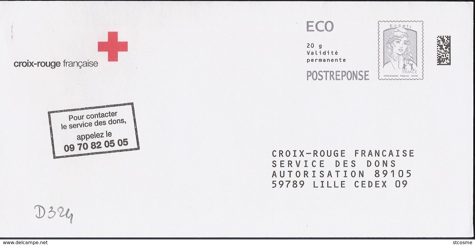 D0324 Entier / Stationery / PSE - PAP Réponse Ciappa - Croix Rouge Française - Agrément 16P171 - Prêts-à-poster: Réponse /Ciappa-Kavena