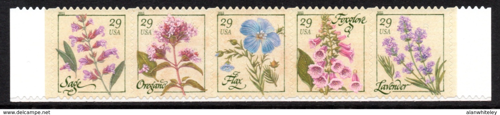 UNITED STATES 2011 Herbs S/ADH: Strip Of 5 Stamps (ex Sheet) UM/MNH - Unused Stamps