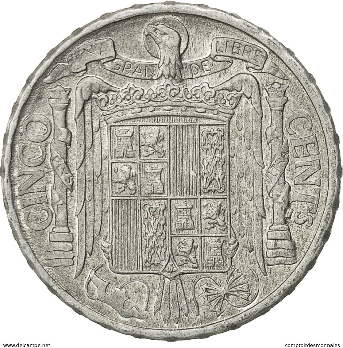 Monnaie, Espagne, 5 Centimos, 1945, TB+, Aluminium, KM:765 - 5 Centesimi