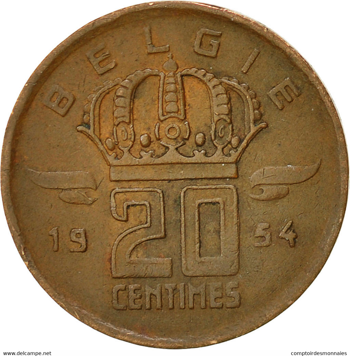 Monnaie, Belgique, 20 Centimes, 1954, TB+, Bronze, KM:147.1 - 20 Cents