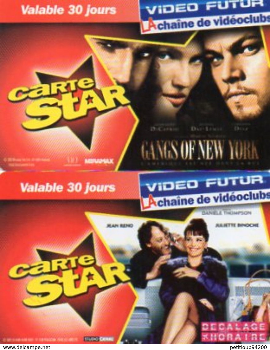 2 CARTES VIDEO FUTUR  CARTES STAR  *Décalage Horaire  *Gangs Of New York - Subscription