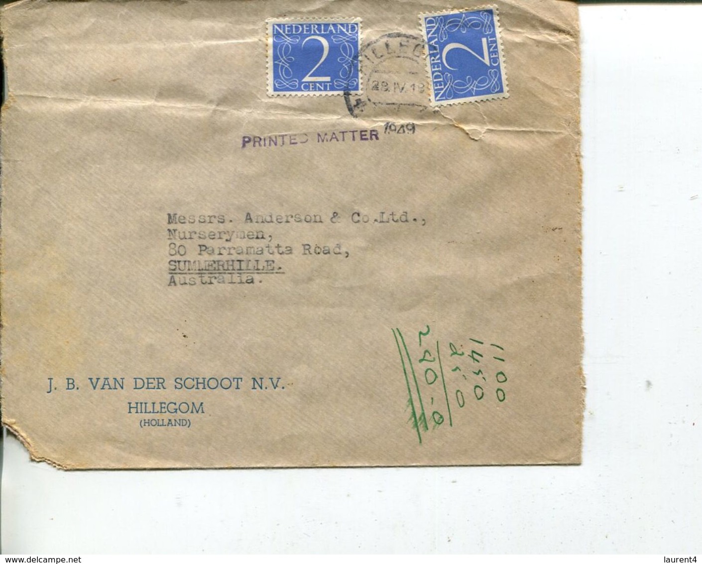 (100) Netherlands Cover Posted To Australia - Brieven En Documenten