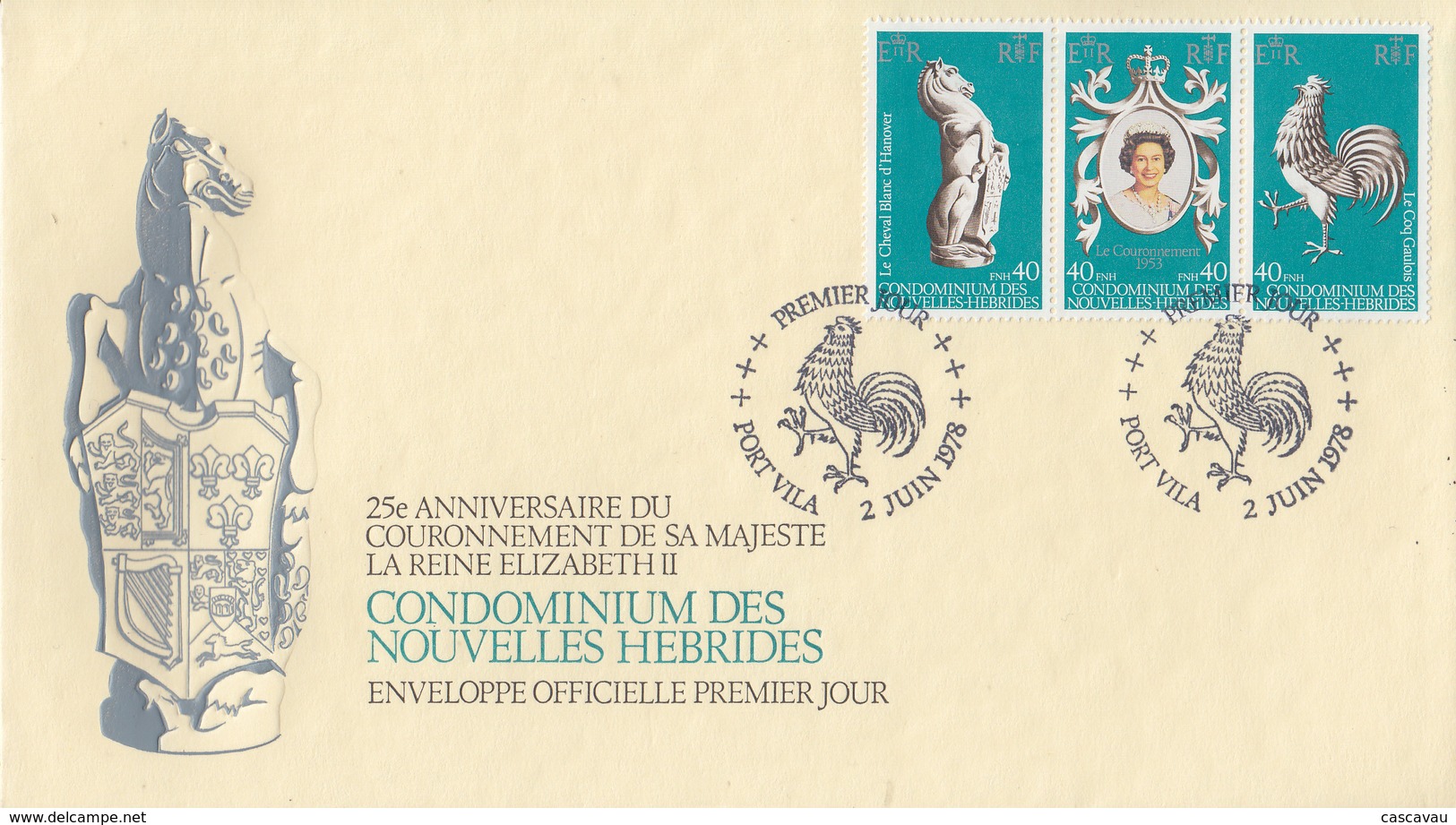 Enveloppe FDC  1er Jour   NOUVELLES  HEBRIDES   25éme  Anniversaire  Couronnement  De  La  Reine  1978 - FDC