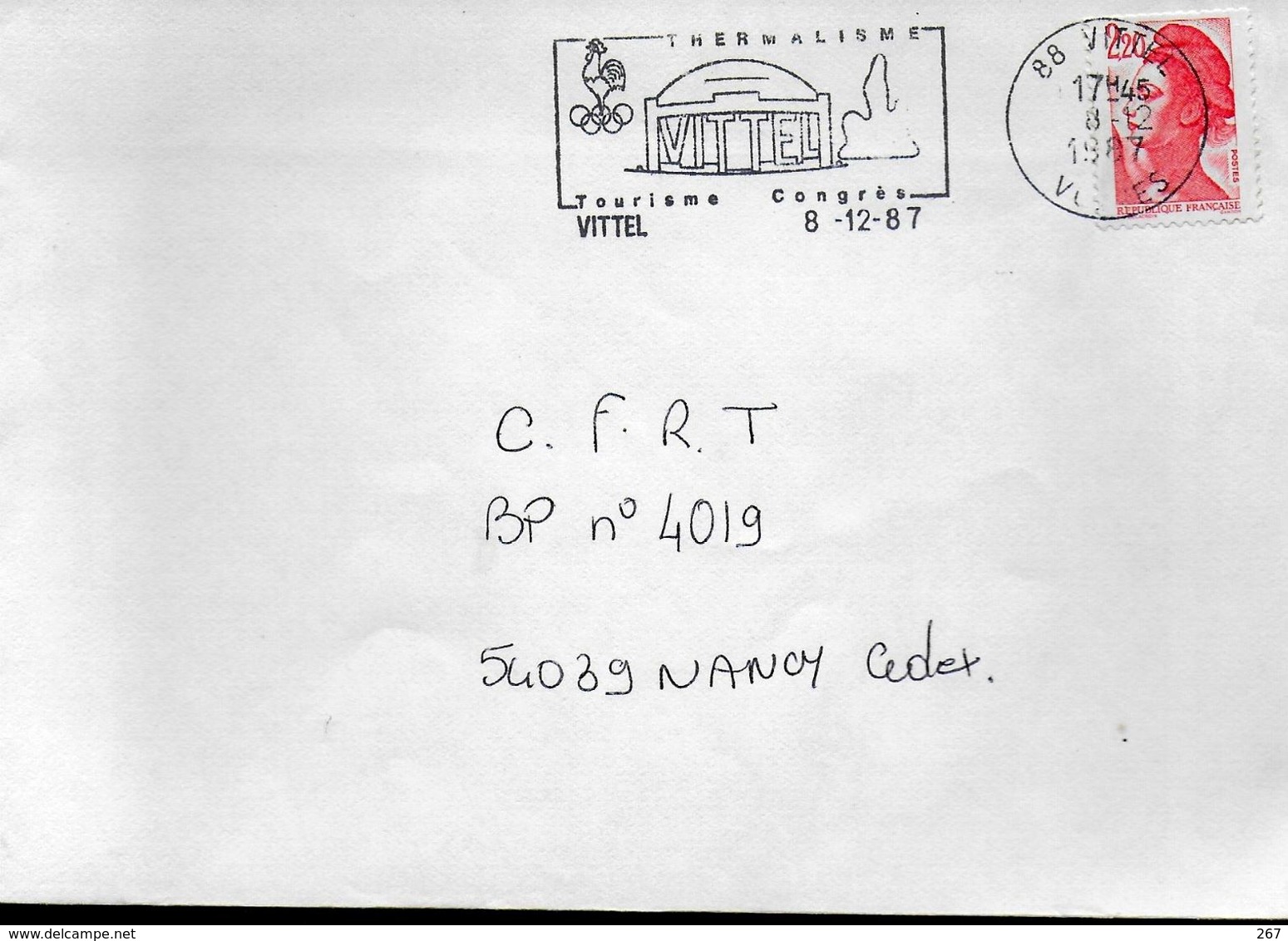 FRANCE  Lettre 1987 Vittel Thermalisme Jo - Kuurwezen