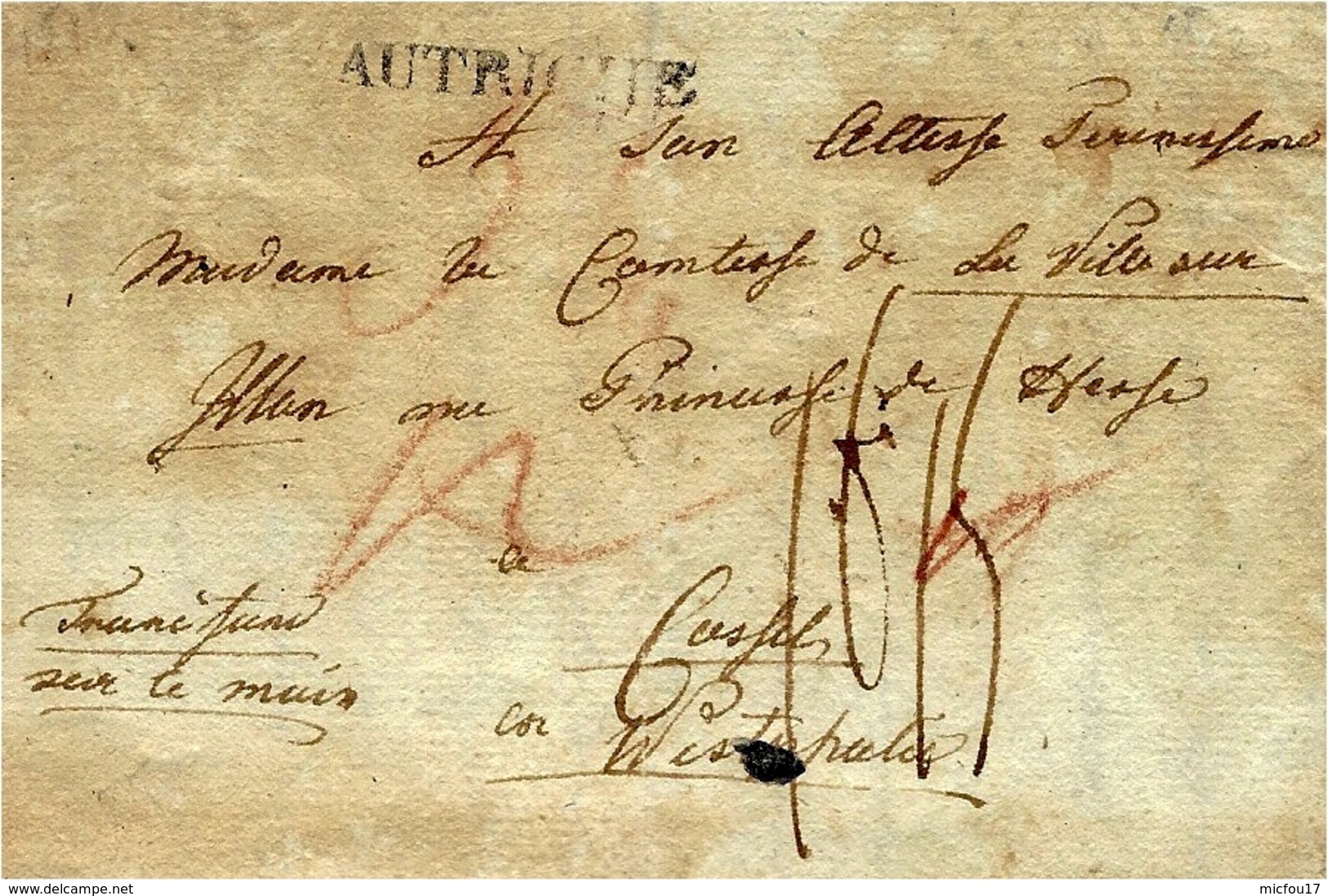 1812- Letter From  Black " AUTRICHE  "  + " Franclfurt Sur Le Main "  To  Westphalie - ...-1850 Voorfilatelie