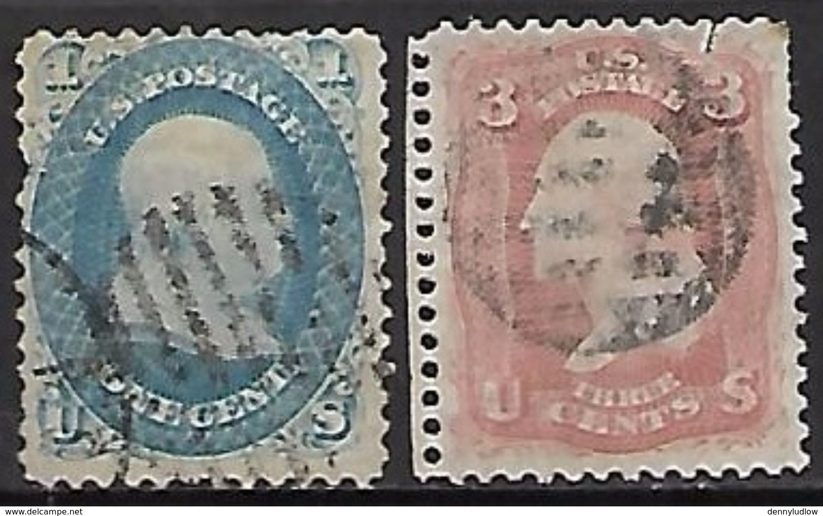 US  1861   Sc#63-4  1c & 3c Used   2016 Scott Value $800  Spacefiller - 1861-65 Confederate States