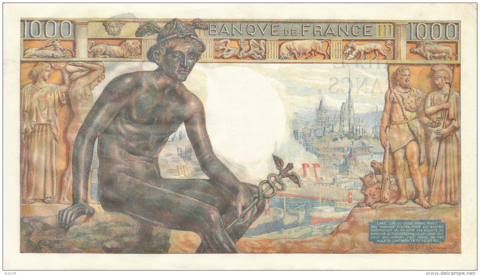 H33 - FRANCE - Billet De 1000 Francs Déesse DEMETER - 1 000 F 1942-1943 ''Déesse Déméter''