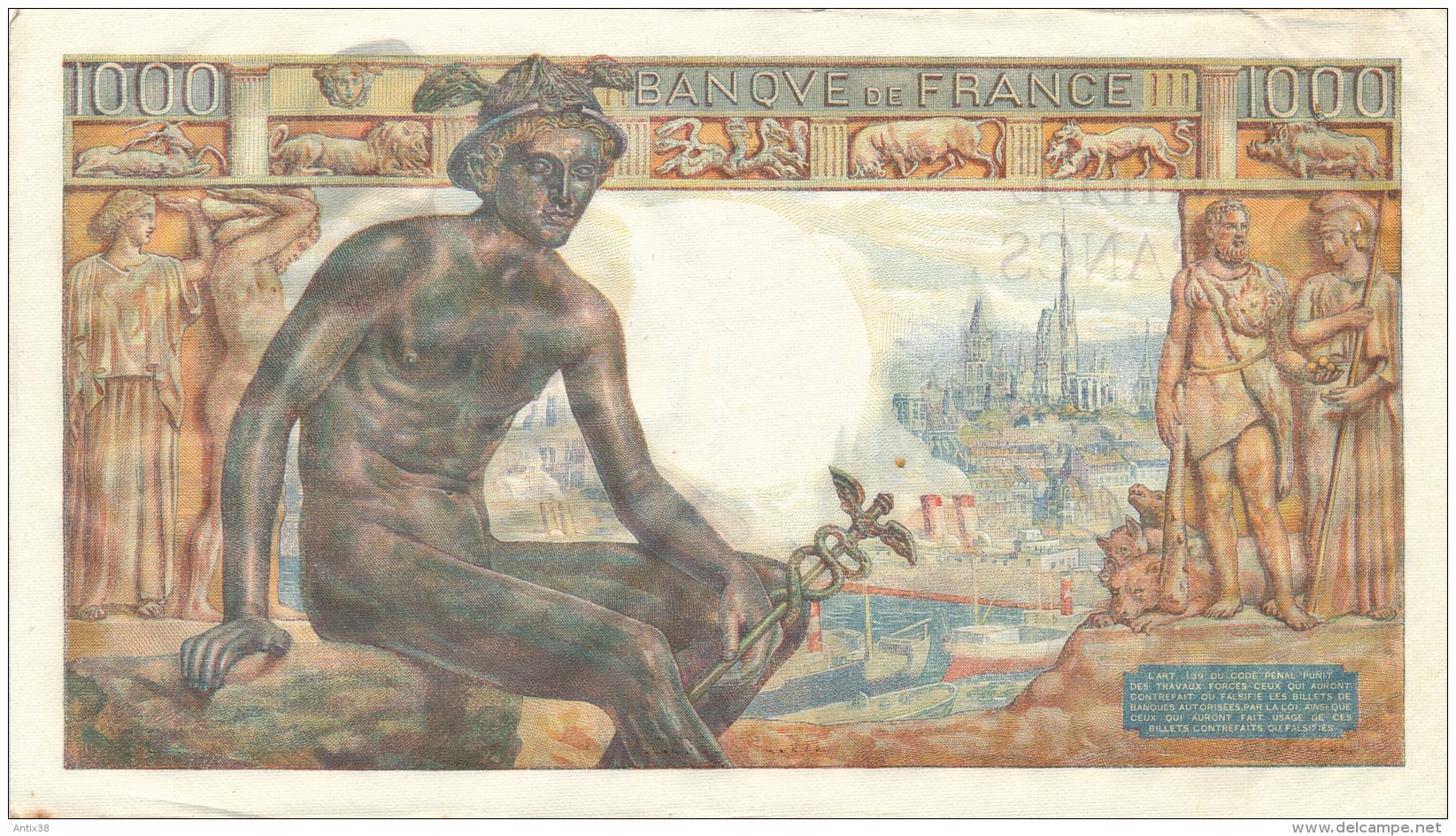 H33 - FRANCE - Billet De 1000 Francs Déesse DEMETER - 1 000 F 1942-1943 ''Déesse Déméter''