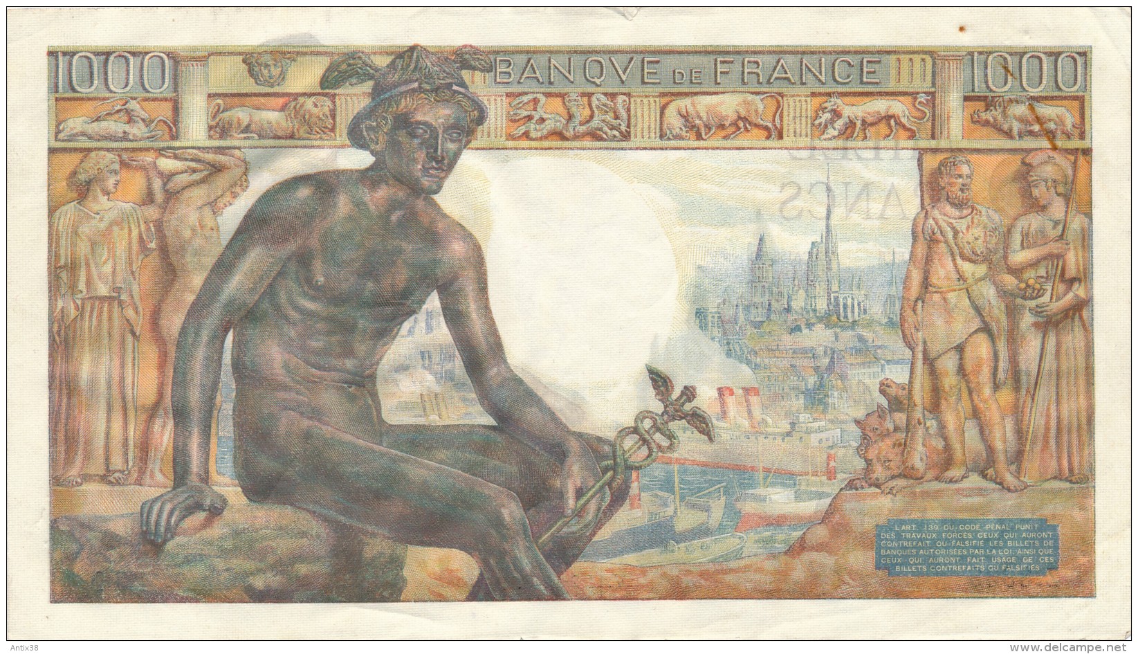 H33 - FRANCE - Billet De 1000 Francs Déesse DEMETER - 1 000 F 1942-1943 ''Déesse Déméter''