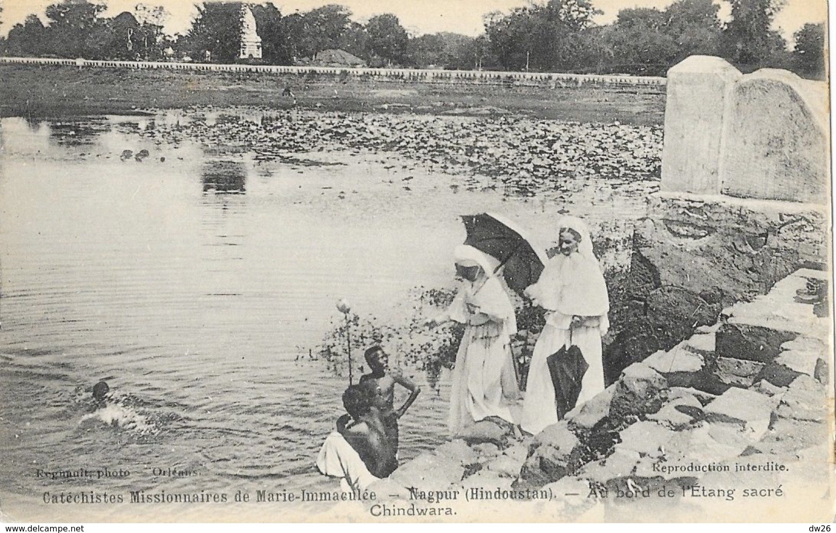 Catéchistes Missionnaires De Marie-Immaculé, Nagpur (Hindoustan) Au Bord De L'Etang Sacré, Chindwara, Carte Non Circulée - Missions