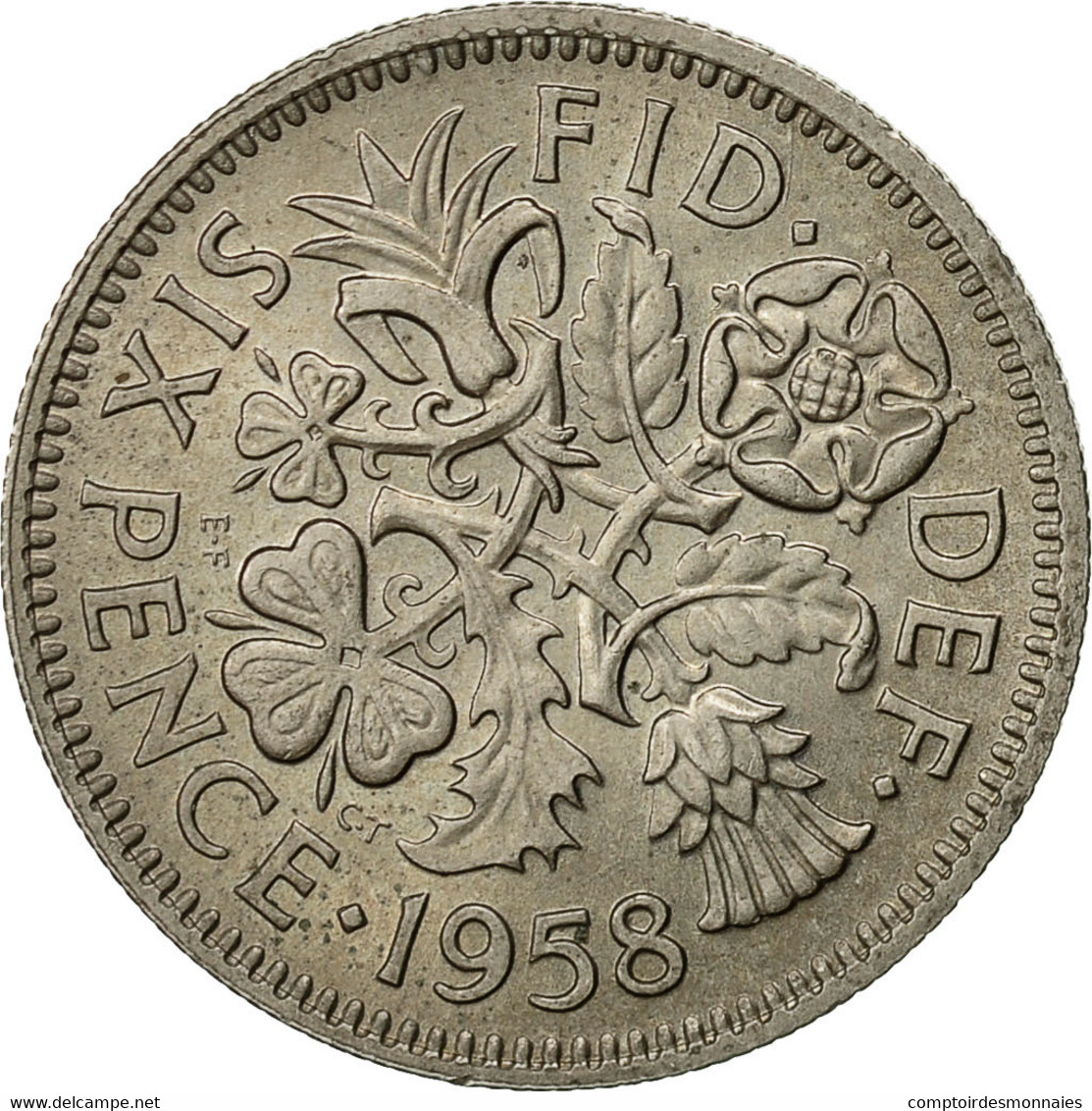 Monnaie, Grande-Bretagne, Elizabeth II, 6 Pence, 1958, TTB+, Copper-nickel - H. 6 Pence