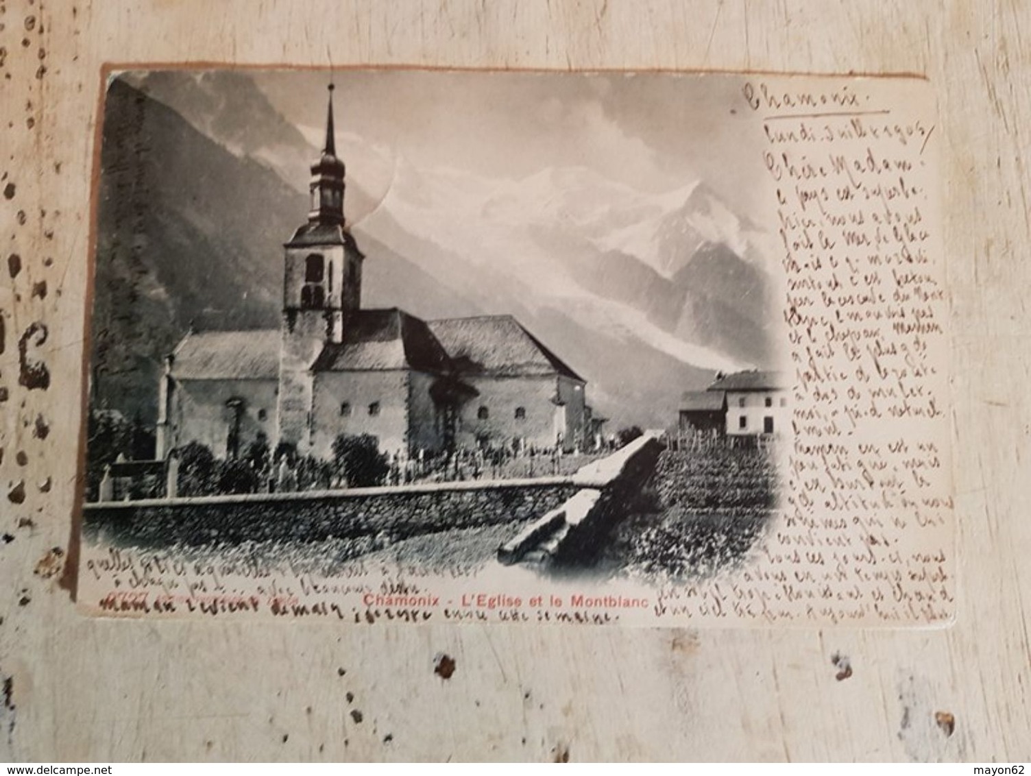 74 - CPA Précurseur Rare, Unique CHAMONIX  - L'Eglise Et Le MontBlanc (Photoglob,2727) - Chamonix-Mont-Blanc