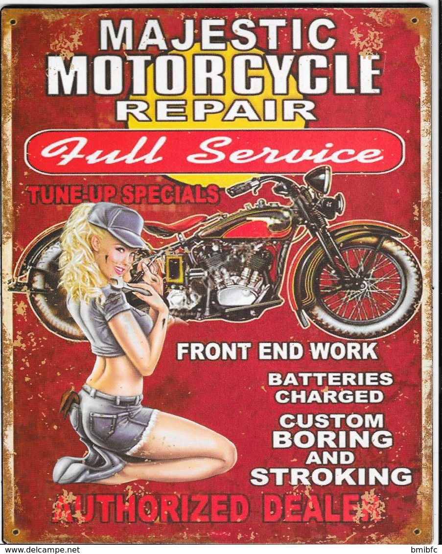 Superbe Plaque En Métal : - Majestic MOTORCYCLE Repair - Tin Signs (after1960)
