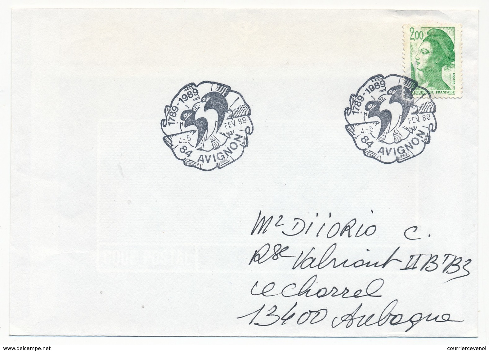 FRANCE - Enveloppe - Cachet Temporaire BICENTENAIRE REVOLUTION - 84 AVIGNON 1989 - Rivoluzione Francese