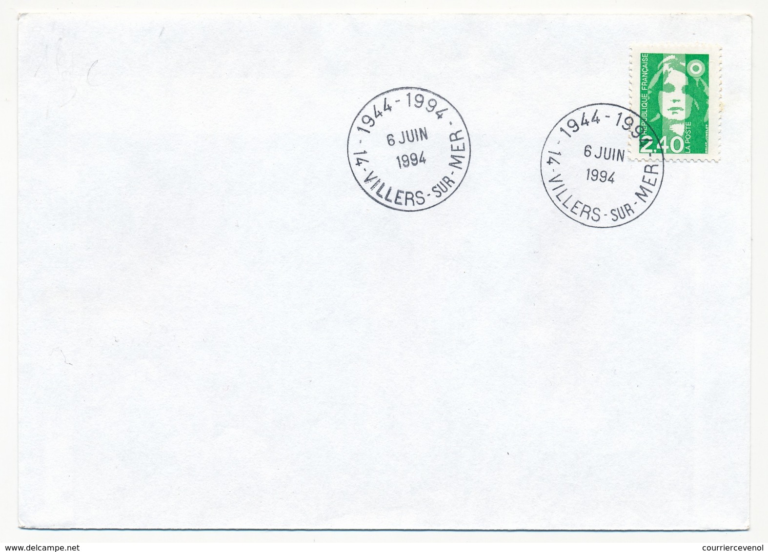 FRANCE - Enveloppe - Cachet Temporaire "1944-1994 - 6 Juin 1994 - 14 VILLERS-SUR-MER - 2. Weltkrieg