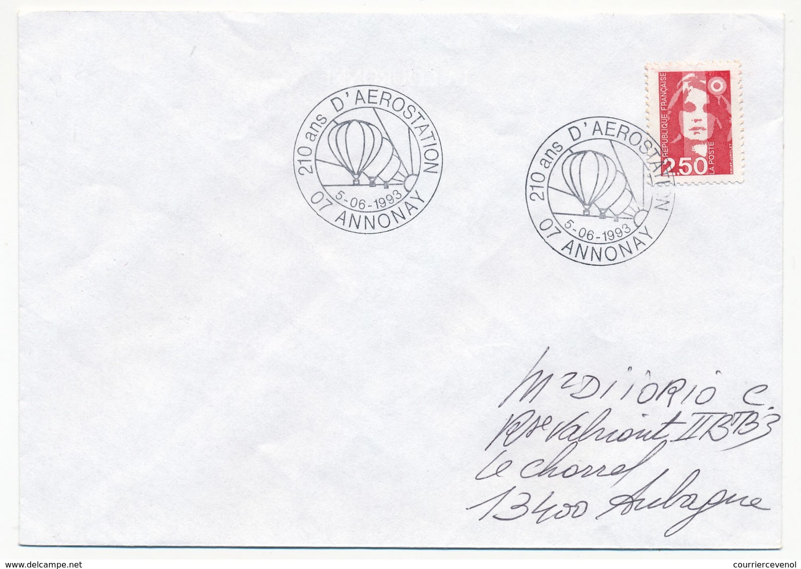 FRANCE - Enveloppe - Cachet Temporaire "210 Ans D'Aérostation" 07 ANNONAY - 1993 - Montgolfières