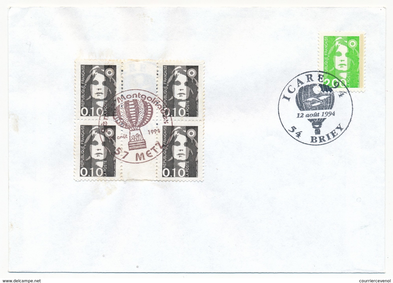 FRANCE - Enveloppe - ICARE 94" 54 BRIEY + "Les Montgolfiades, 57 METZ - 1994 - Airships