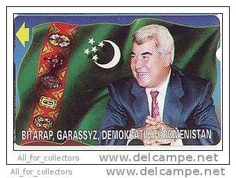 First President Of TURKMENISTAN Le Turkménistan & Flag Drapeau Flagge, Alcatel Mint. Präsident Phone Card - Turkmenistan