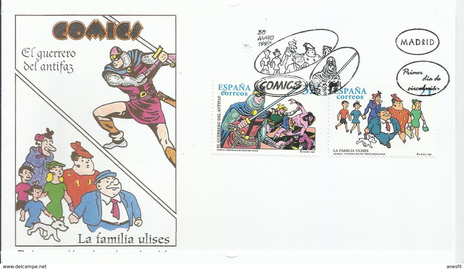 España. 1997. Literatura Española. Personajes De Ficción Y Comics. Personajes Del Tebeo. - FDC