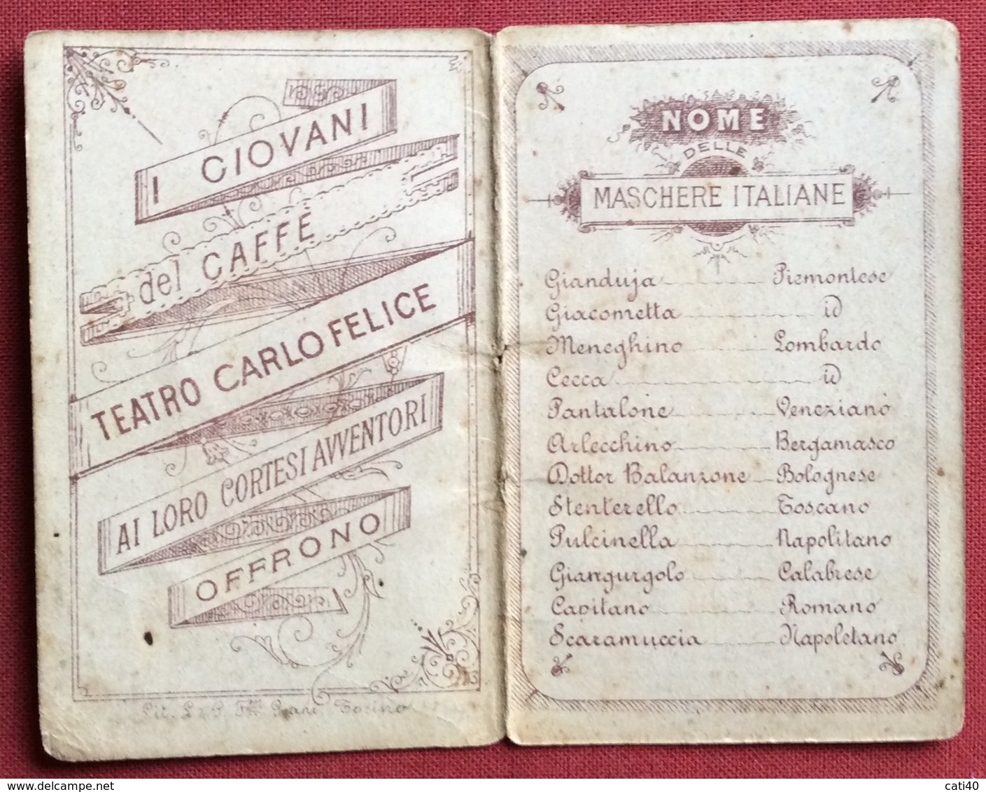 CALENDARIETTO  1886 LE MASCHERE ITALIANE   ED.STABILIMENTO LITOGRAFICO F.LLI GIANI TORINO  RARITA' - Small : 1901-20