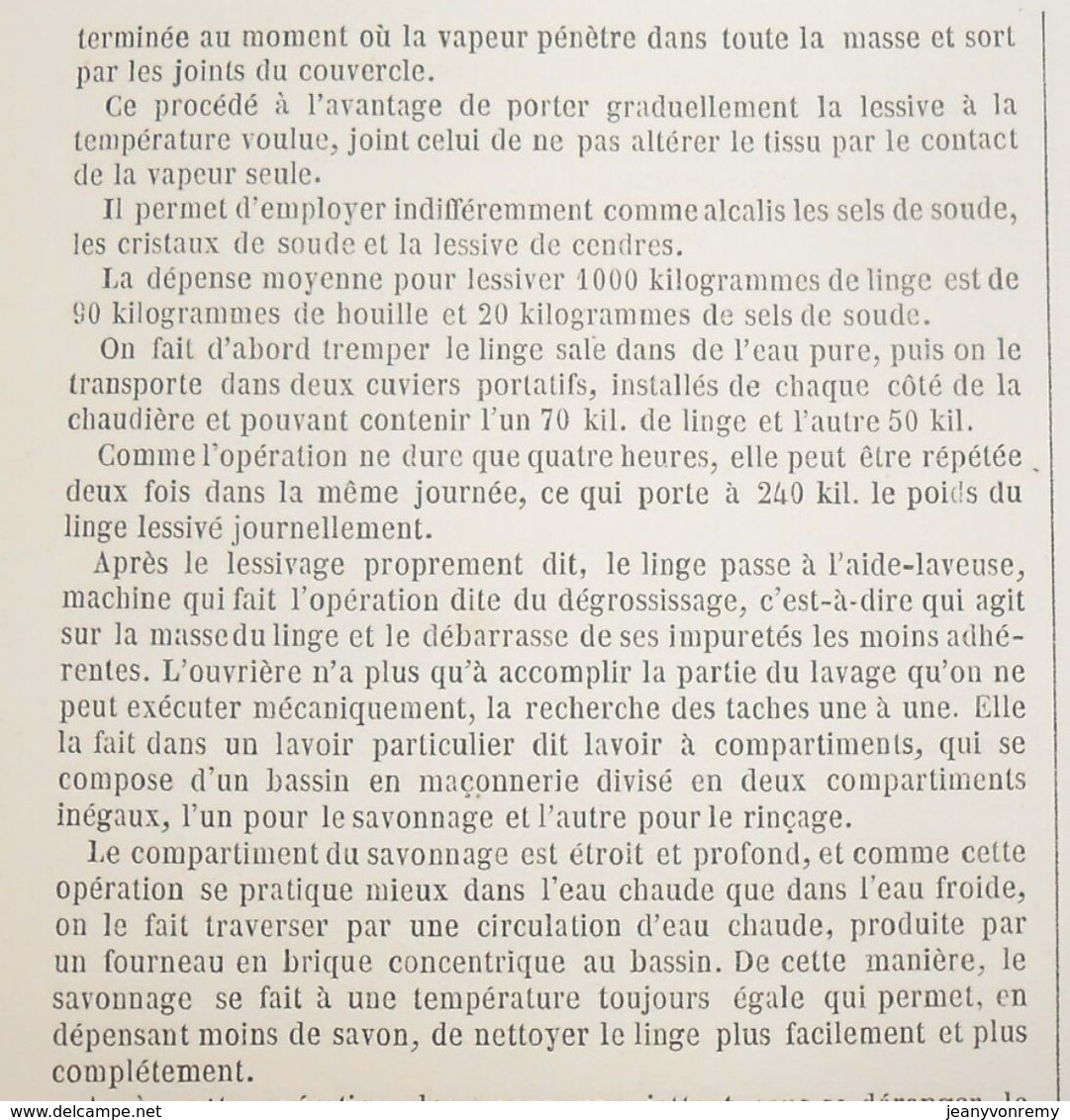 Plan D'une Blanchisserie économique Pour 200 Laveuses.1860 - Obras Públicas