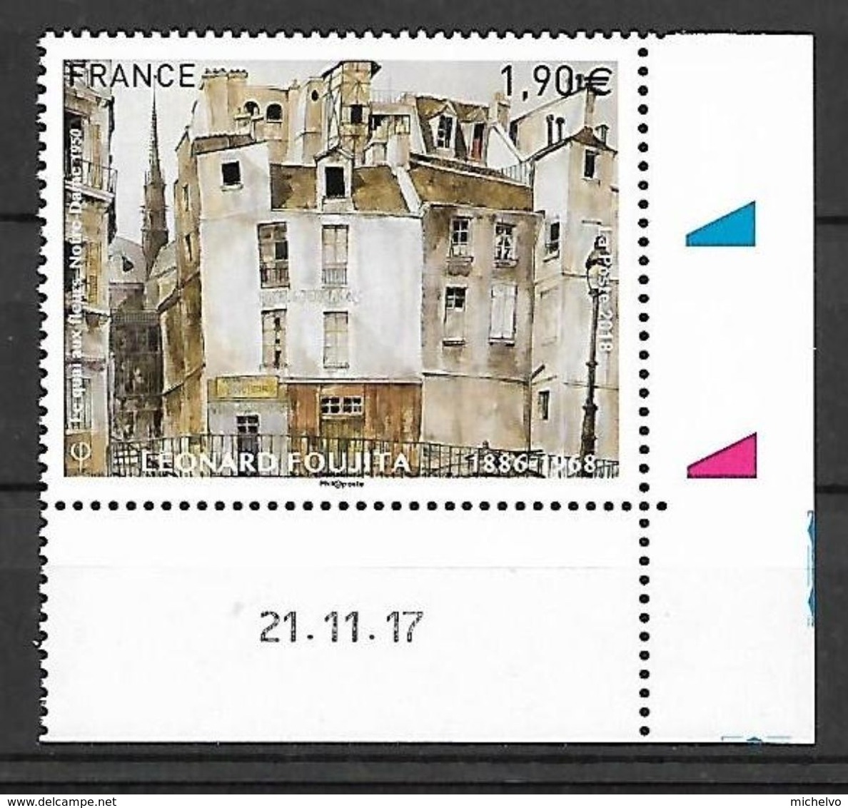 France 2018 - Yv N° 5200 ** - Léonard Foujita (Le Quai Aux Fleurs, Notre-Dame) - Coin Daté - Mi N° 6943 - Unused Stamps