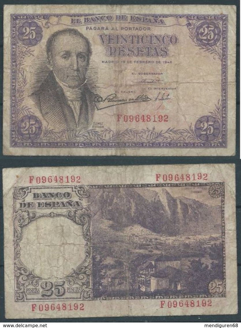 ESPAGNE SPANIEN SPAIN ESPAÑA 1946 25 FEBRERO 25 PTAS ESTADO ESPAÑOL - 25 Pesetas