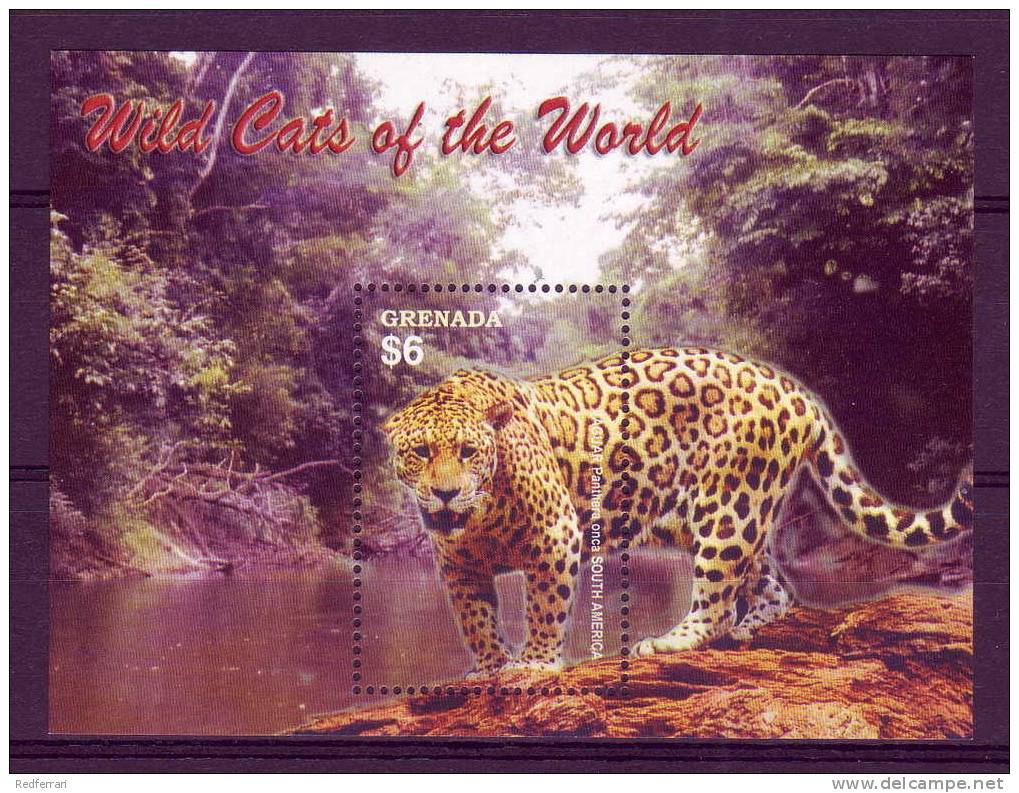 (1365 ) Grenada - Fauna - Cheetah - Leopard - Bobcat - Lion - Tiger - Jaguar. - Big Cats (cats Of Prey)