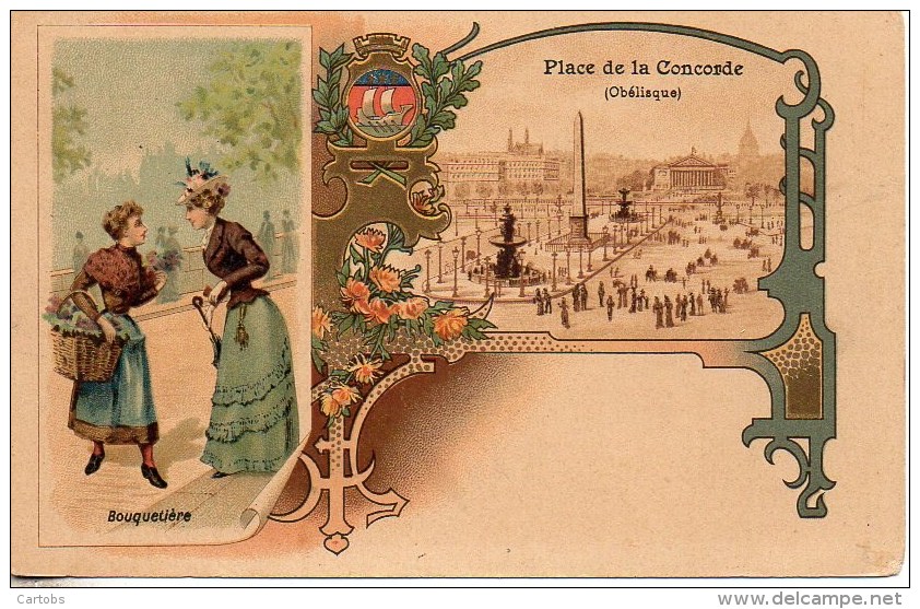 75 PARIS  Bouquetière (carte Illustrée) - Straßenhandel Und Kleingewerbe