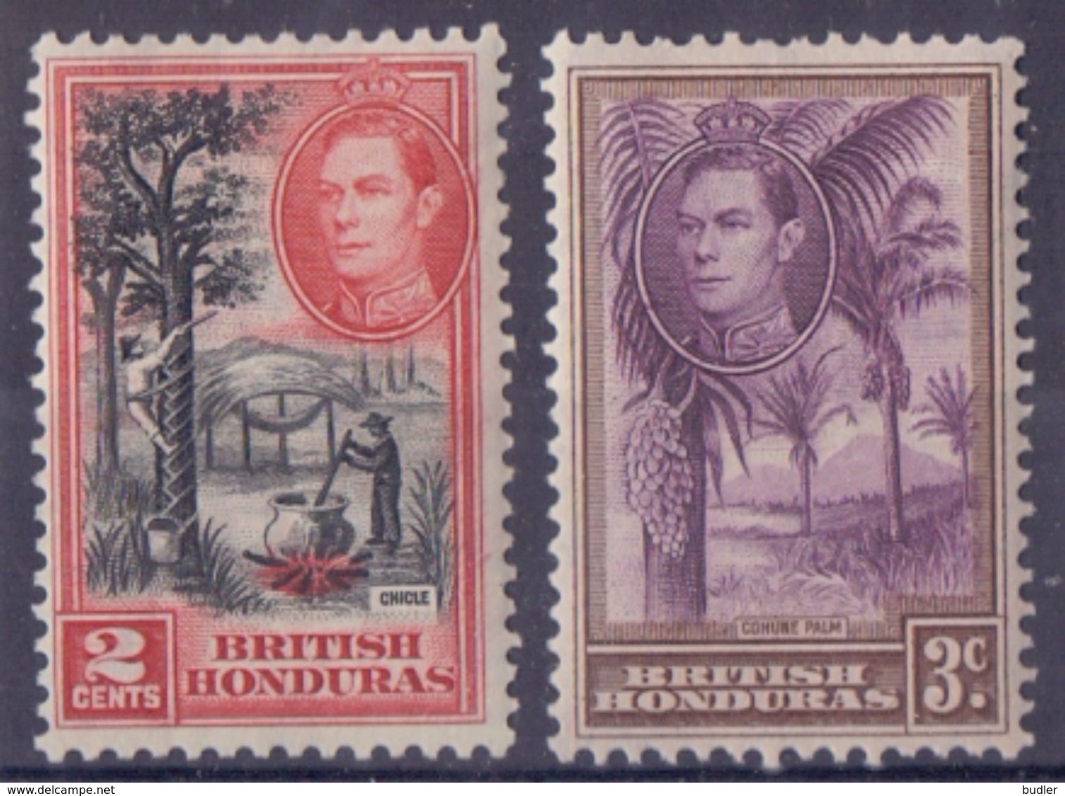 BRITISH HONDURAS:1938:Y.118-20,122-24 Dentelled/avec Trace De Charnière/hinged:##George VI/Aspects Du Pays##:IDOLES MAYA - British Honduras (...-1970)