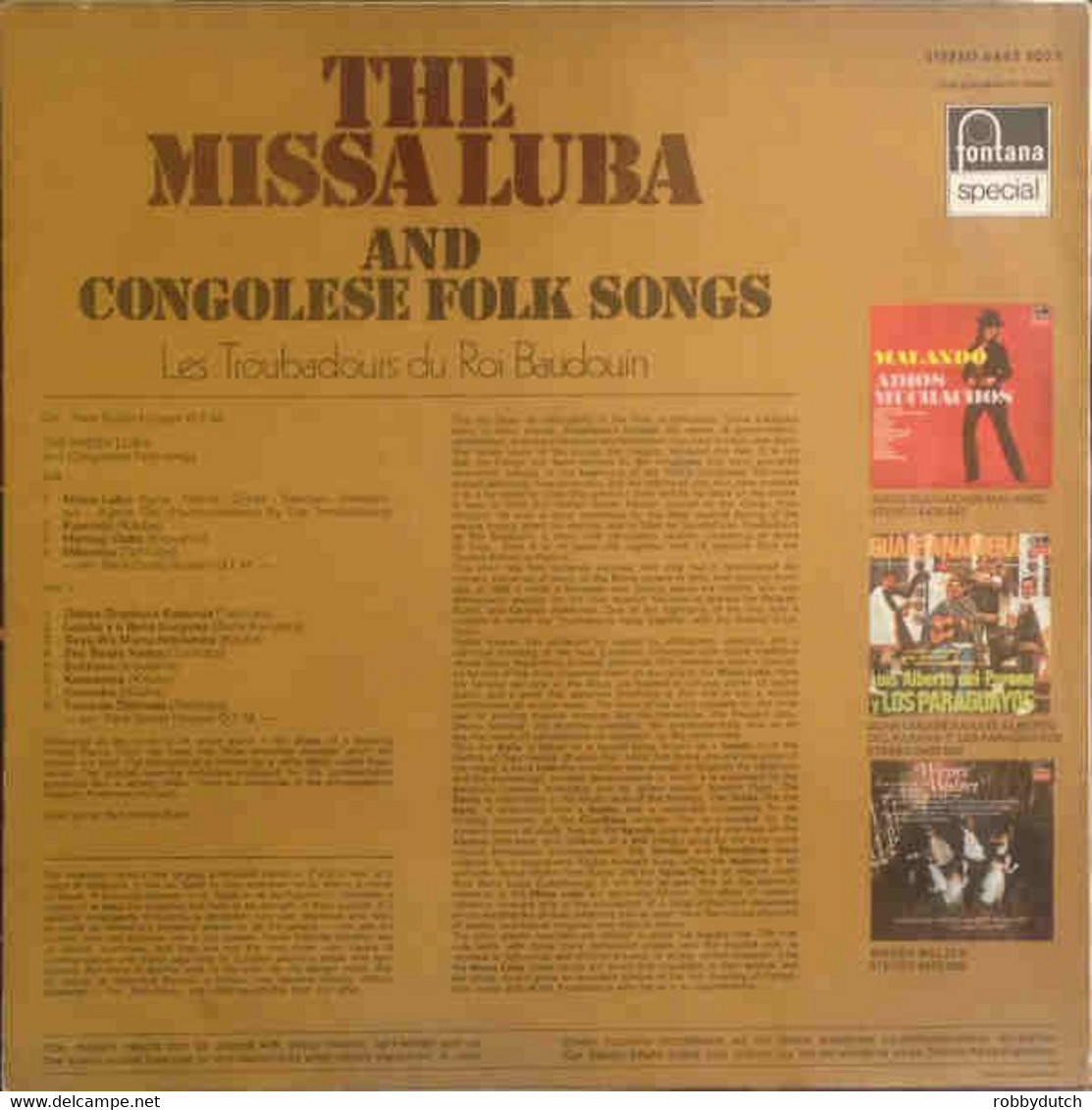 * LP *  THE MISSA LUBA AND CONGOLESE FOLK SONGS - LES TROUBADOURS DU ROI BAUDOIN (Holland 1969 Ex-!!!) - Wereldmuziek